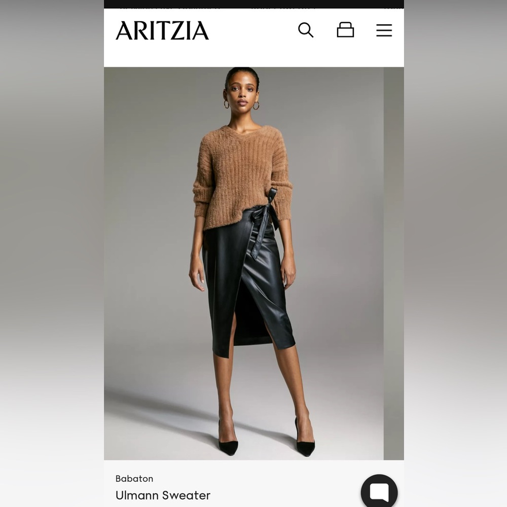 Aritzia Babaton Ulmann Fleecy Cozy Knit Eyelash Style Cropped Sweater Sz S - Picture 12 of 12